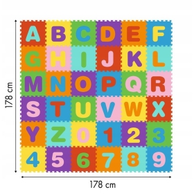 Didelė dėlionė - kilimėlis su raidėmis ir skaičiais