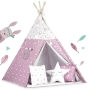 Palapinė Tipi Pink Stars su švieselėmis + 3 pagalvėlės