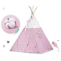 Palapinė Tipi Pink Stars su švieselėmis + 3 pagalvėlės