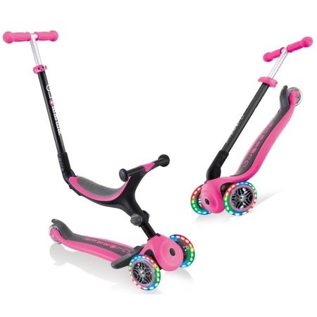 Globber paspirtukas Go-UP Foldable PLUS Lights Pink 4in1