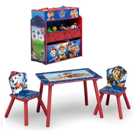 Paw Patrol komplektas: komoda žaislams + stalas su 2 kėdutėmis