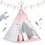 Palapinė Tipi su girlianda, švieselėmis + 3 pagalvėlės
