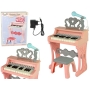Vaikiškas pianinas su kėdute ir mikrofonu Retro Pink