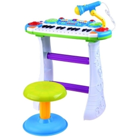 Vaikiškas pianinas su kėdute ir mikrofonu