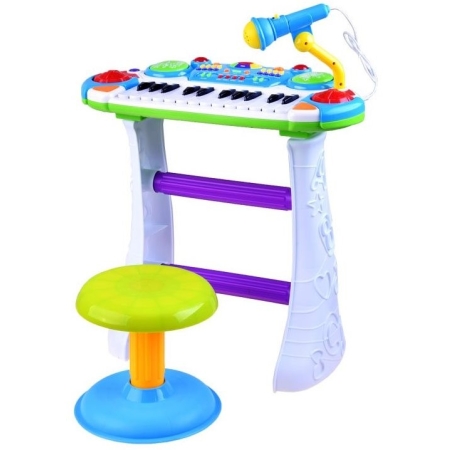 Vaikiškas pianinas su kėdute ir mikrofonu