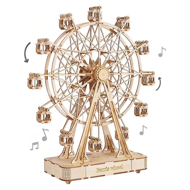 Muzikinis medinis 3D konstruktorius Ferris Wheel