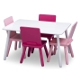 Medinis staliukas su 4 kėdutėmis White_Pink