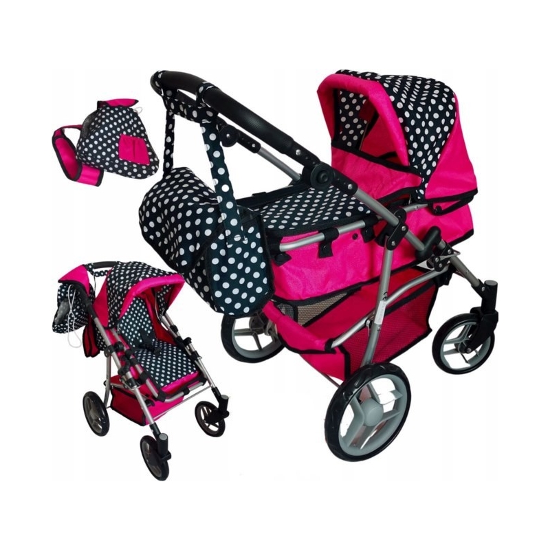 Vežimėlis lėlėms Daisy (spalva - black pink)