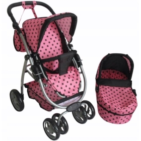 Lėlės vežimėlis Belly (spalva - pink dots)