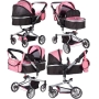 Vežimėlis lėlėms Princess Pink 2in1 su tašyte