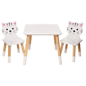 Vaikiškas staliukas su dviem kėdutėmis Kačiukas
