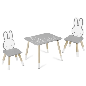 Medinis staliukas su kėdutėmis Bunny Grey