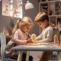 Medinis staliukas su kėdutėmis Bunny Grey