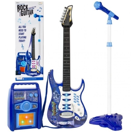 Elektirnė gitara su mikrofonu ir stiprintuvu Blue