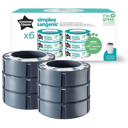 Tommee Tippee Simplee sauskelnių kasetės konteineriui Simplee Sangenic (6 vnt.)