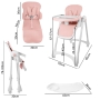 Aukšta maitinimo kėdutė DELI Pink