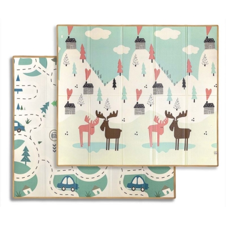 Dvipusis žaidimų kilimėlis Pastel Deer 197x177 cm.