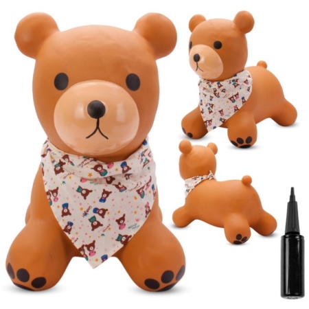 Guminis šokliukas Teddy su skarele ir pompa
