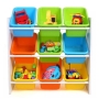 Žaislų lentyna su 9 plastikinėmis dėžutėmis Spalvos