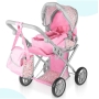 Vaikiškas sulankstomas lėlių vežimėlis Pink Flowers 3in1