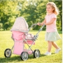 Vaikiškas sulankstomas lėlių vežimėlis Pink Flowers 3in1