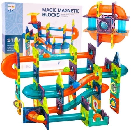Magnetinis 3D konstruktorius Kamuoliukų takeliai, 96 detalės