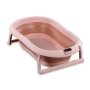 Sulankstoma kūdikio vonelė su termometru ir silikoniniu gultuku BATH&CARE Dark Pink
