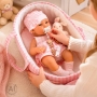 Realistiška lėlė kūdikis su lopšiuku, čiulptuku ir zuikučiu, 38 cm