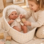 38 cm. Lėlė Kūdikis su nešiojamu lopšiuku, čiulptuku ir zuikučiu