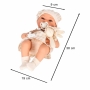 38 cm. Lėlė Kūdikis su nešiojamu lopšiuku, čiulptuku ir zuikučiu