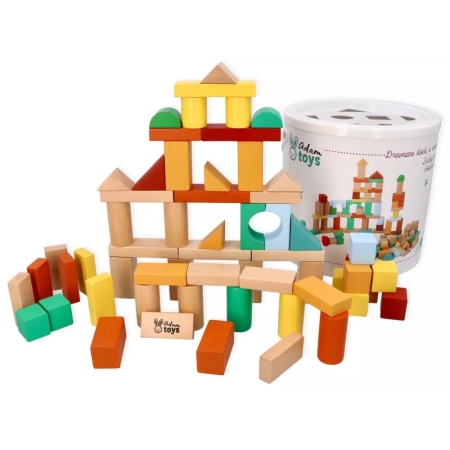Medinės kaladėlės kibirėlyje Adam Toys 100 vnt.